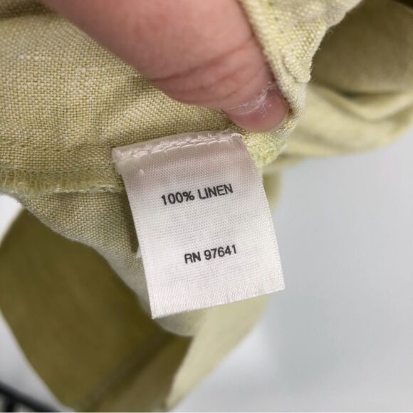 J. Jill Love Linen Dress Womens Medium 100% Linen Lemon Lime Sleeveless Pockets - Picture 7 of 12